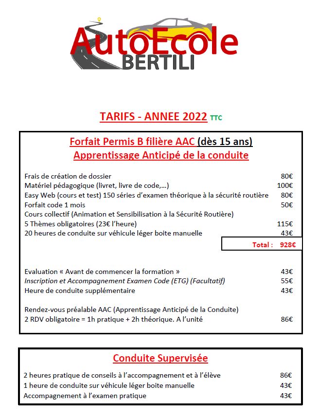 tarifs-auto-école-Bertili